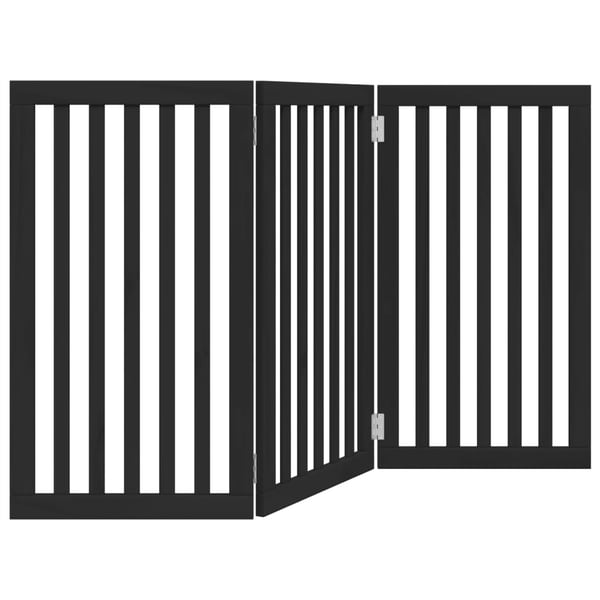 vidaXL hundelåge 3 paneler 150 cm foldbar poppeltræ sort