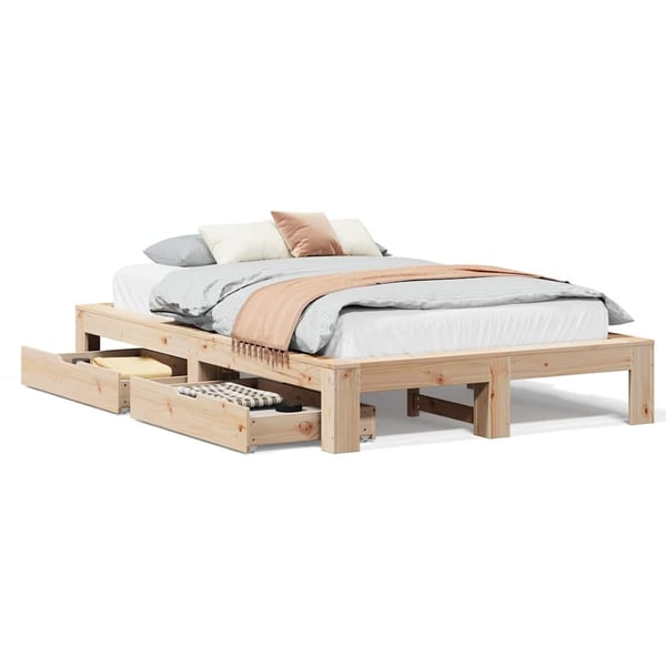 vidaXL Sengeramme uten madrass hvit 135x190 cm heltre furu