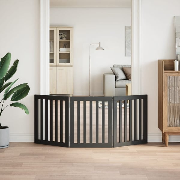 vidaXL hundelåge 3 paneler 150 cm foldbar poppeltræ sort