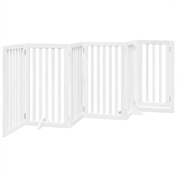 vidaXL Hundeport sammenleggbar 6 paneler hvit 300 cm poppeltre