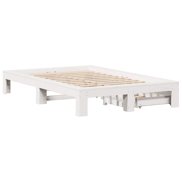 vidaXL Sengeramme uten madrass hvit 135x190 cm heltre furu