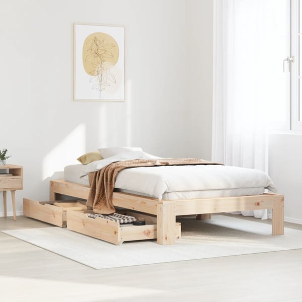 vidaXL Sengeramme uten madrass 75x190 cm heltre furu