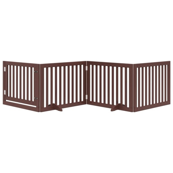 vidaXL Hundeport sammenleggbar 4 paneler brun 320 cm poppeltre
