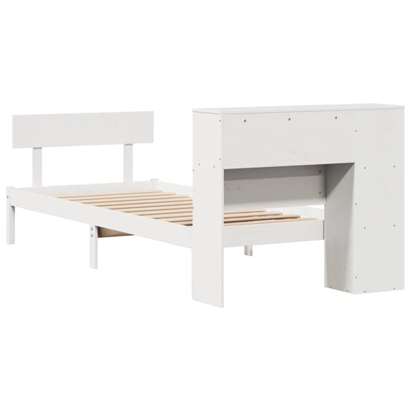 vidaXL Seng med bokhylle uten madrass hvit 75x190 cm heltre furu