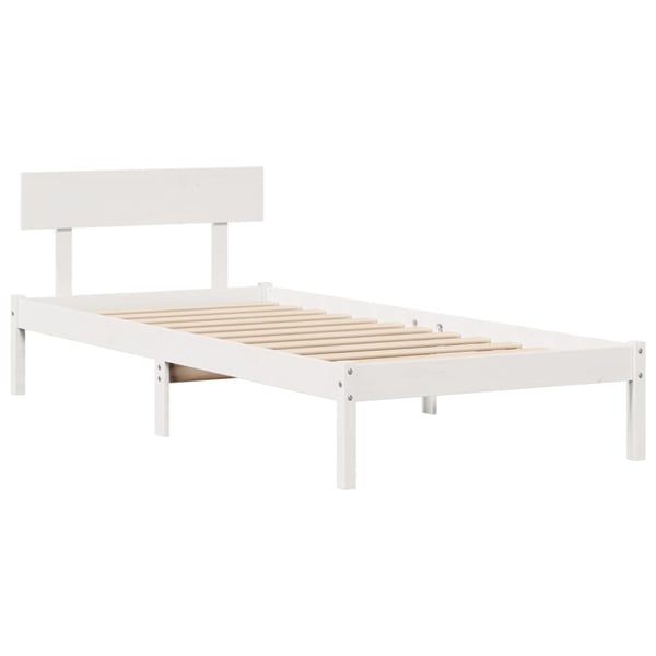 vidaXL Seng med bokhylle uten madrass hvit 75x190 cm heltre furu