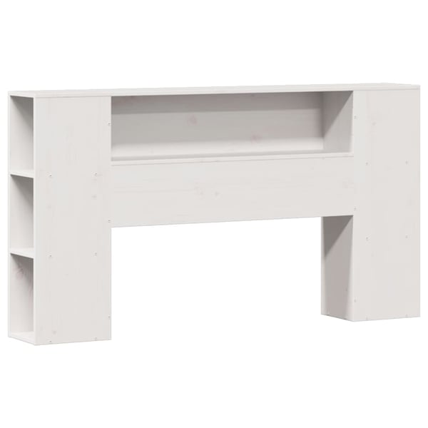 vidaXL Seng med bokhylle uten madrass hvit 135x190 cm heltre furu