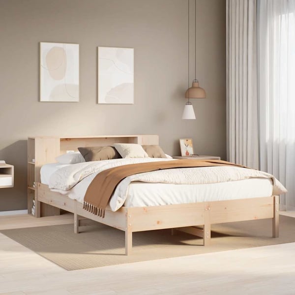 vidaXL seng med reol uden madras 135x190 cm massivt fyrretræ