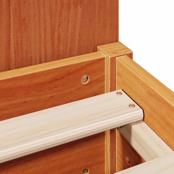 vidaXL Seng med bokhylle uten madrass voksbrun 135x190 cm heltre furu