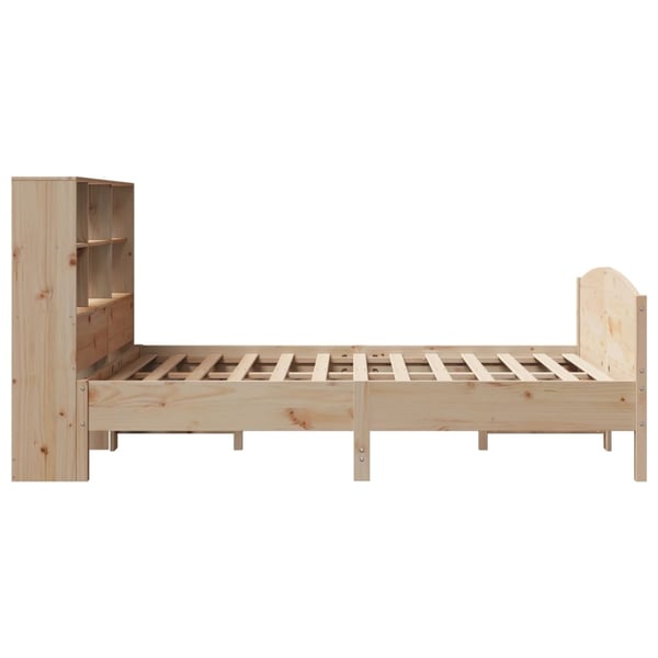 vidaXL Säng med bokhylla utan madrass 150x200cm massiv furu