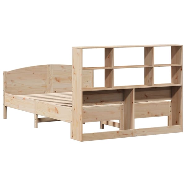 vidaXL Säng med bokhylla utan madrass 150x200cm massiv furu