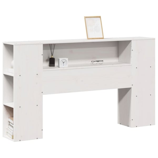 vidaXL Hodegavl med oppbevaring hvit 135 cm heltre furu