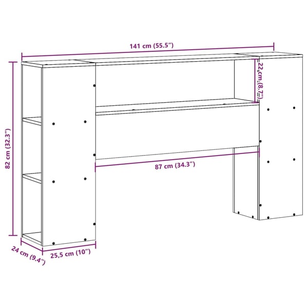 vidaXL Hodegavl med oppbevaring hvit 135 cm heltre furu