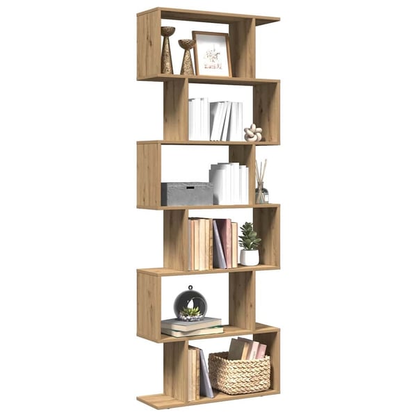 vidaXL Romdeler bokhylle 6 lag artisan eik 70x24x193 cm konstruert tre