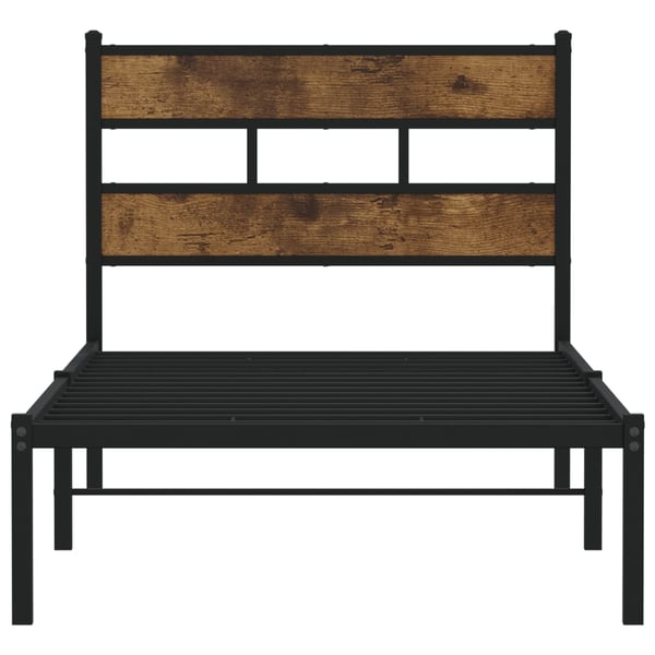 vidaXL Sengeramme i metall uten madrass røkt eik 75x190 cm