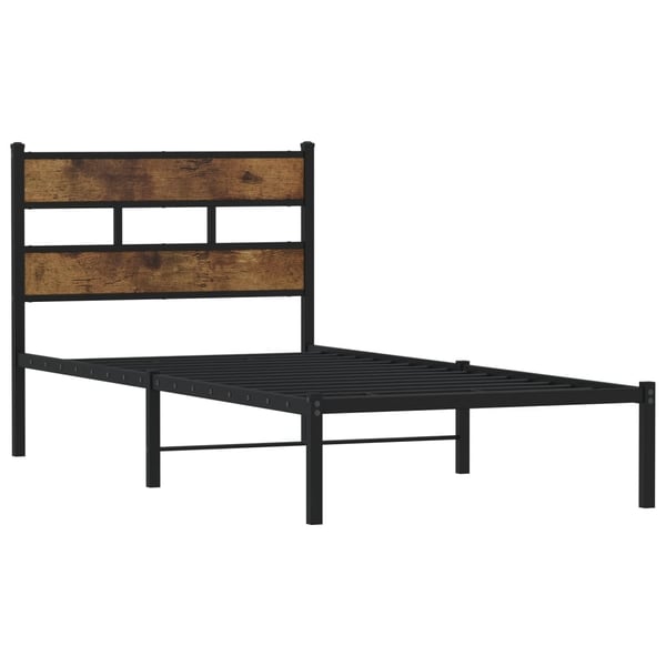 vidaXL Sengeramme i metall uten madrass røkt eik 75x190 cm