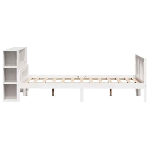 vidaXL Seng med bokhylle uten madrass hvit 150x200 cm heltre furu