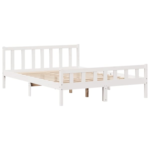 vidaXL Seng med bokhylle uten madrass hvit 150x200 cm heltre furu