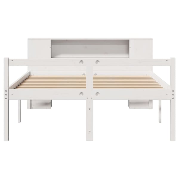 vidaXL seng med reol uden madras 160x200 cm massivt fyrretræ hvid