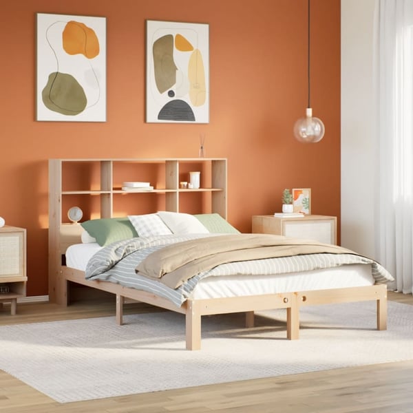 vidaXL seng med reol uden madras 150x200 cm massivt fyrretræ