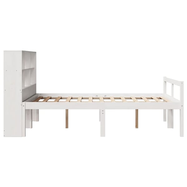 vidaXL Seng med bokhylle uten madrass hvit 140x190 cm heltre furu