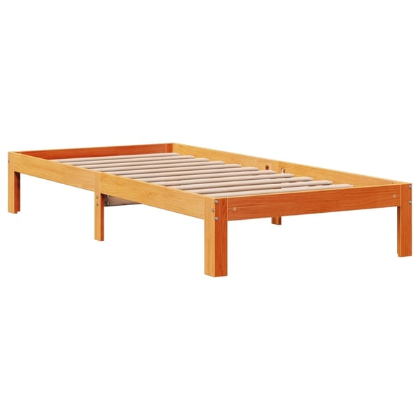 vidaXL seng med reol uden madras 75x190 cm massivt fyrretræ gyldenbrun