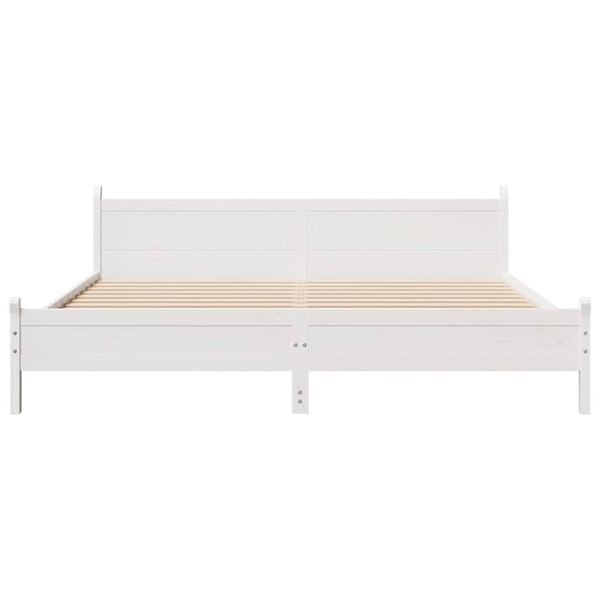 vidaXL sengeramme uden madras 200x200 cm massivt fyrretræ hvid