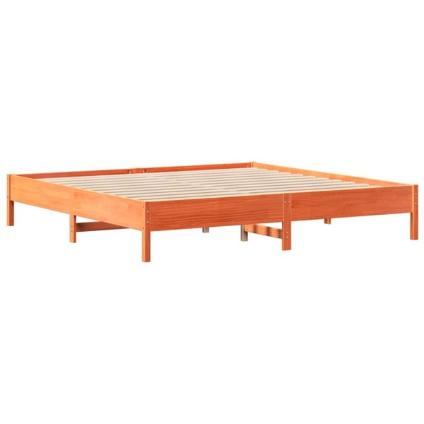 vidaXL Seng med bokhylle uten madrass voksbrun 180x200 cm heltre furu