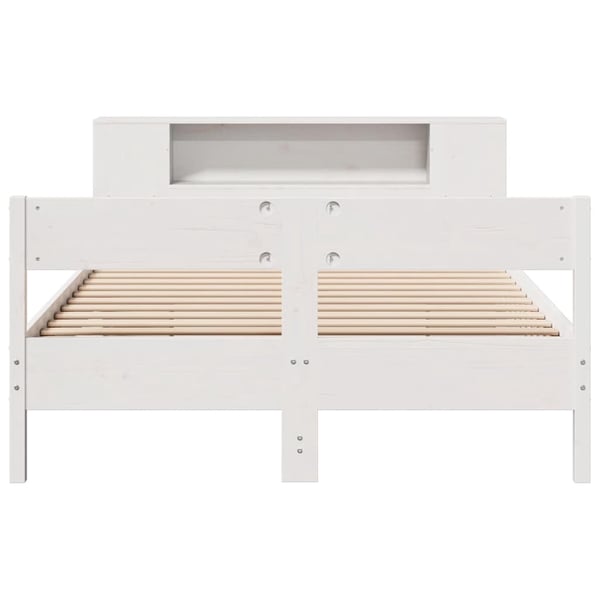 vidaXL seng med reol uden madras 140x200 cm massivt fyrretræ hvid