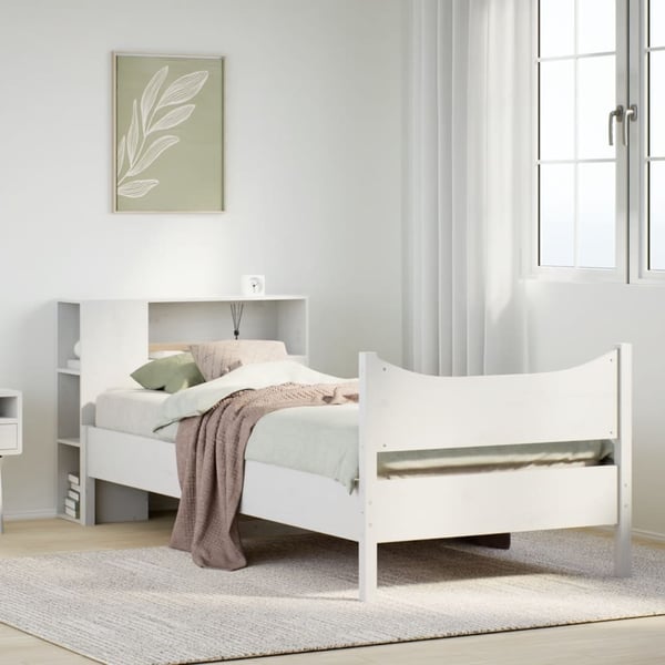 vidaXL sengeramme uden madras 75x190 cm massivt fyrretræ hvid