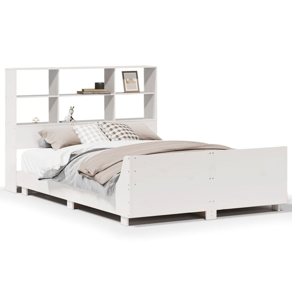 vidaXL Sengeramme uten madrass hvit 140x190 cm heltre furu