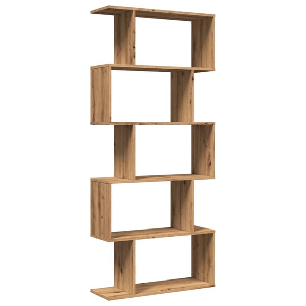 vidaXL Romdeler bokhylle 5 lag artisan eik 70x24x161 cm konstruert tre