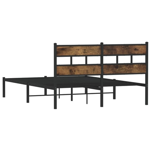 vidaXL Sengeramme i metall uten madrass røkt eik 135x190 cm