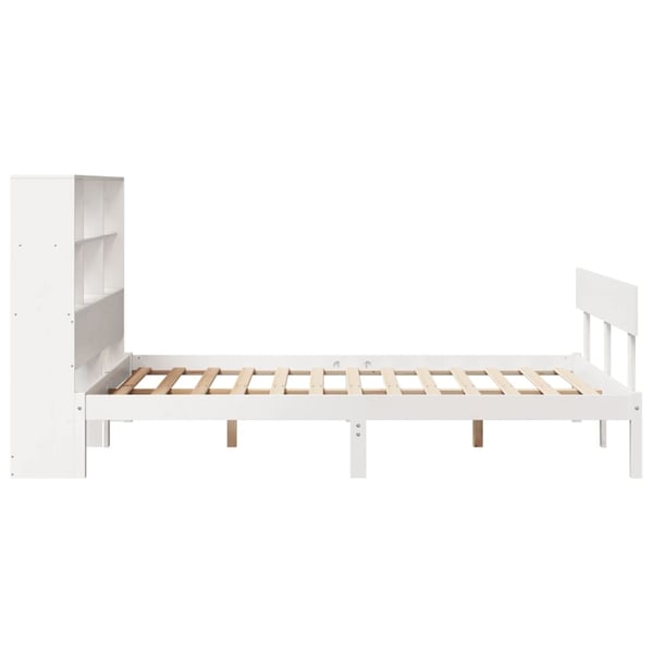 vidaXL Seng med bokhylle uten madrass hvit 140x190 cm heltre furu