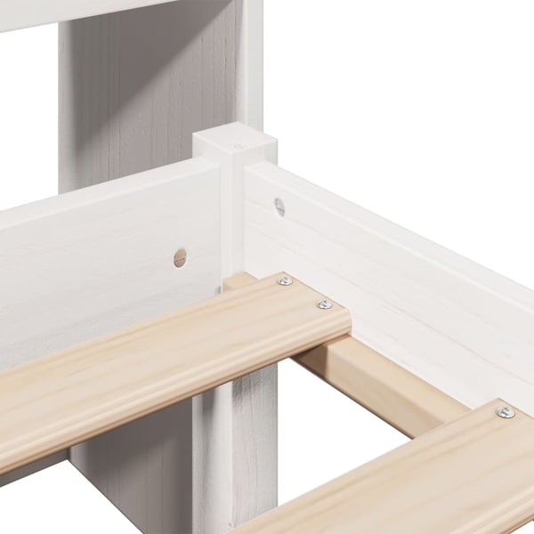 vidaXL Seng med bokhylle uten madrass hvit 140x190 cm heltre furu