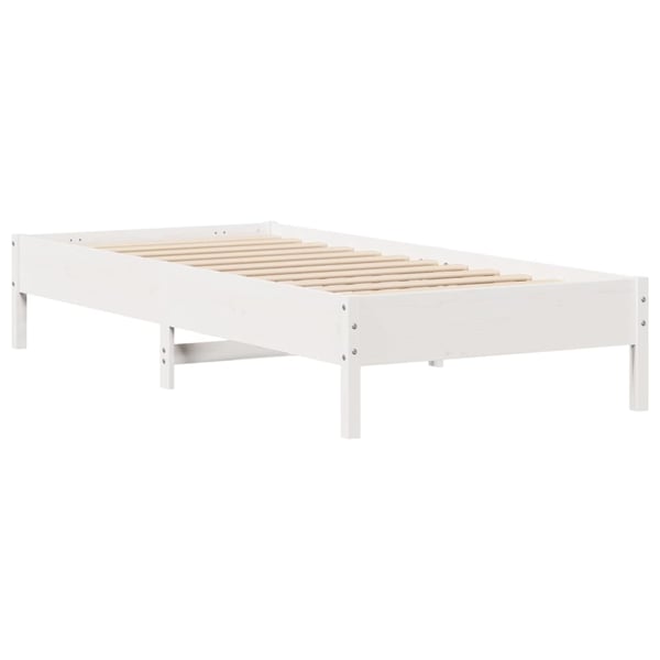 vidaXL Seng med bokhylle uten madrass hvit 75x190 cm heltre furu