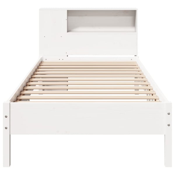 vidaXL Seng med bokhylle uten madrass hvit 75x190 cm heltre furu