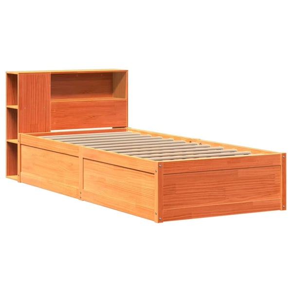 vidaXL Sengeramme uten madrass voksbrun 100x200 cm heltre furu