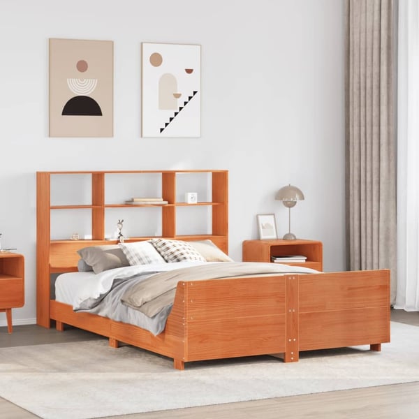 vidaXL sengeramme uden madras 160x200 cm massivt fyrretræ gyldenbrun