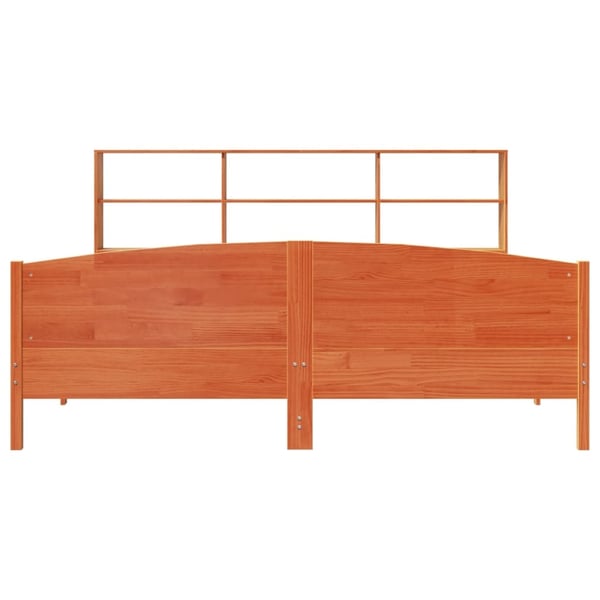 vidaXL Seng med bokhylle uten madrass voksbrun 180x200 cm heltre furu