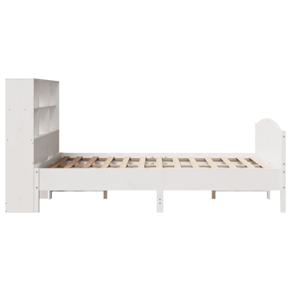 vidaXL Seng med bokhylle uten madrass hvit 160x200 cm heltre furu