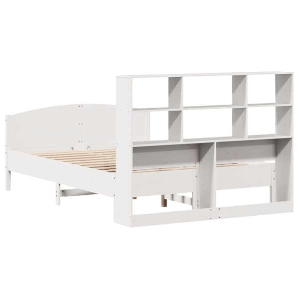vidaXL Seng med bokhylle uten madrass hvit 160x200 cm heltre furu
