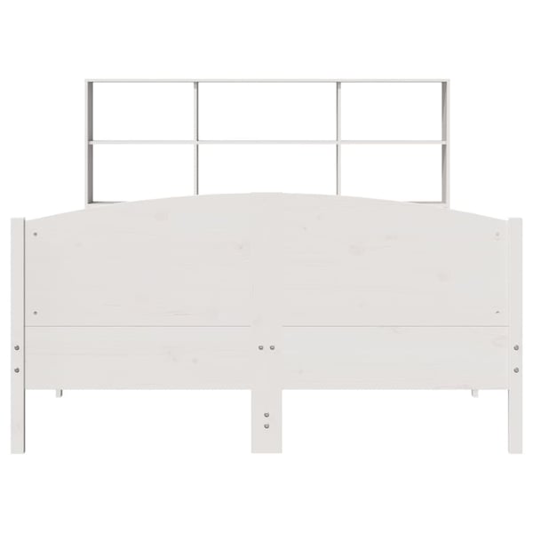 vidaXL Seng med bokhylle uten madrass hvit 160x200 cm heltre furu