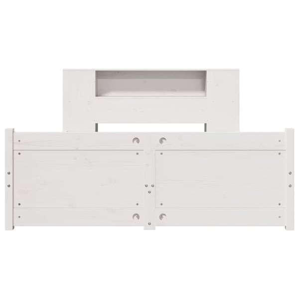 vidaXL Seng med bokhylle uten madrass hvit 150x200 cm heltre furu