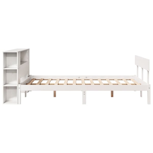 vidaXL Seng med bokhylle uten madrass hvit 140x200 cm heltre furu