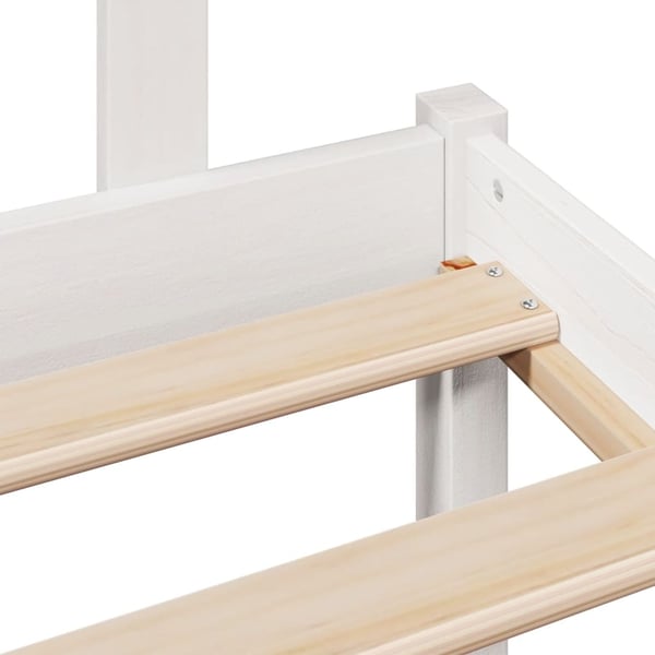 vidaXL Seng med bokhylle uten madrass hvit 140x200 cm heltre furu