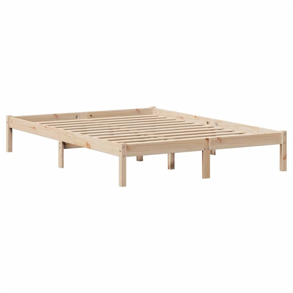 vidaXL Seng med bokhylle uten madrass 135x190 cm heltre furu