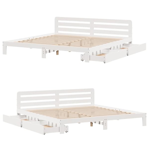 vidaXL Sengeramme uten madrass hvit 180x200 cm heltre furu