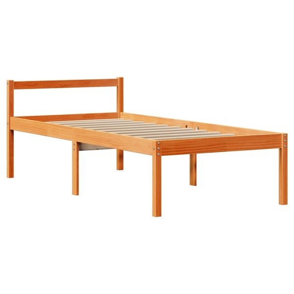 vidaXL Seng med bokhylle uten madrass voksbrun 75x190 cm heltre