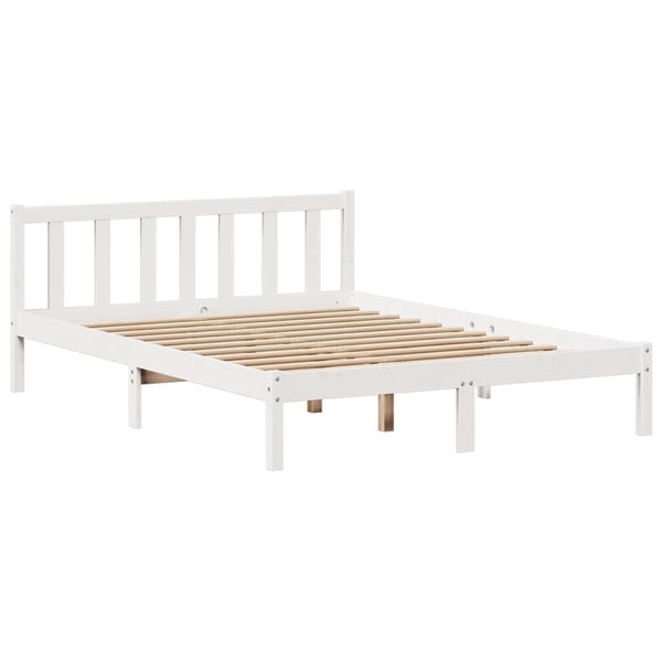 vidaXL Seng med bokhylle uten madrass hvit 150x200 cm heltre furu
