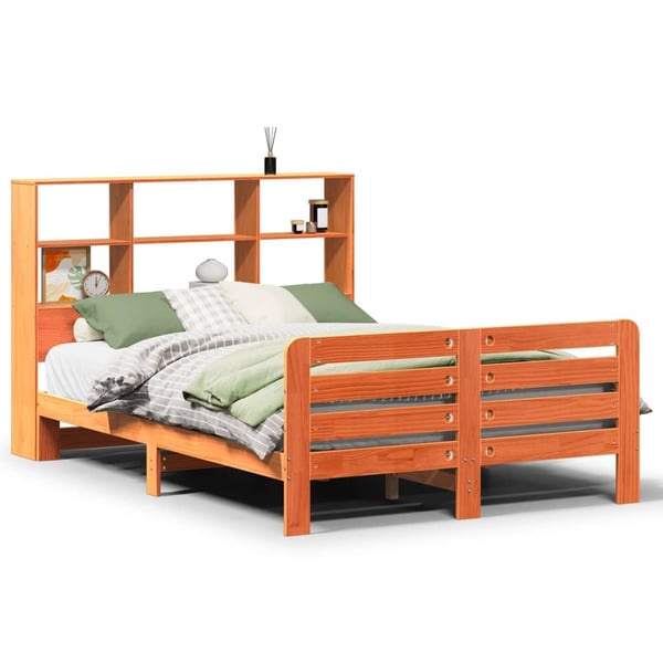 vidaXL sengeramme uden madras 135x190 cm massivt fyrretræ brun